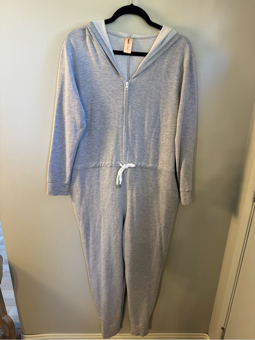 SMASH + TESS Hooded Romper Jumpsuit Loungewear Gray Size LARGE Zip Up